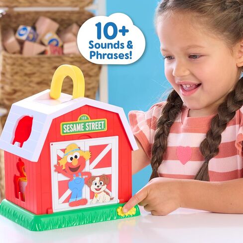 SESAME STREET Elmo's Learn & Sort Barn with Music and Sounds, 6-Pieces, Teaches Toddlers Shapes, Sounds, and Problem-Solving Skills, Toy for Girls, Boys, Kids, Ages 2 and Up by Just Play in Saudi Arabia