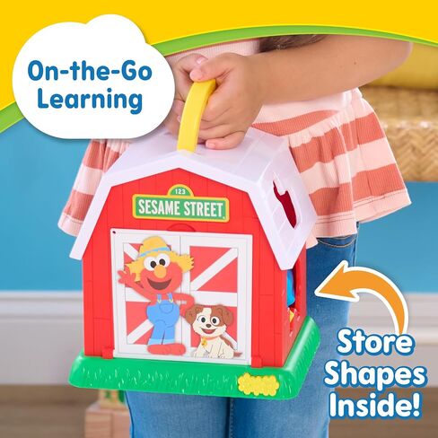 SESAME STREET Elmo's Learn & Sort Barn with Music and Sounds, 6-Pieces, Teaches Toddlers Shapes, Sounds, and Problem-Solving Skills, Toy for Girls, Boys, Kids, Ages 2 and Up by Just Play in Saudi Arabia