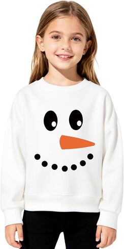 Kids Christmas outfits Cute Snowman Face Pullover Crewneck Sweatshirt for Boys Girls Toller Xmas Tree Graphic Cloths in Kuwait