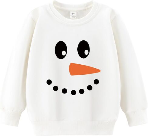 Kids Christmas outfits Cute Snowman Face Pullover Crewneck Sweatshirt for Boys Girls Toller Xmas Tree Graphic Cloths in Kuwait