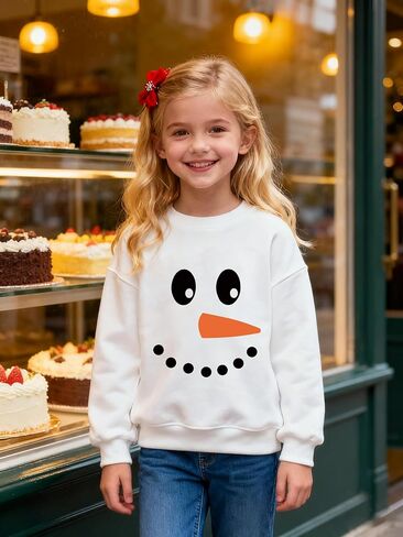 Kids Christmas outfits Cute Snowman Face Pullover Crewneck Sweatshirt for Boys Girls Toller Xmas Tree Graphic Cloths in Kuwait