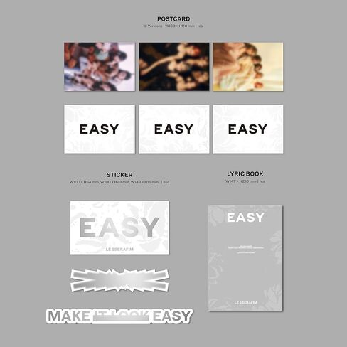 LE SSERAFIM - 3rd Mini Album EASY Photobook Ver. - Vol.2 FEATHERLY LOTUS Outer Box + Booklet Photocard + Postcard + Sticker + Folding Poster + Lyric Book + 2 Pin Badges + 4 Extra Photocards in Saudi Arabia