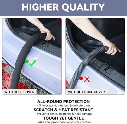 5.9 Ft Neoprene Shop Vacuum Hose Cover, Wrap-Around Anti-Scratch & Scuff Sleeve Car Detailing Protector with Hook-and-Loop Closure for 1.5" to 2.2" Wet/Dry Vac Hoses in Saudi Arabia