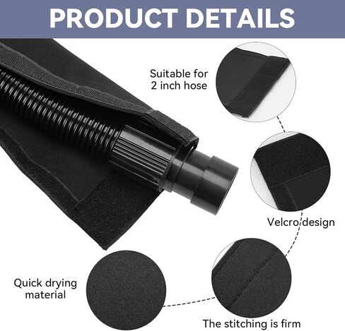 5.9 Ft Neoprene Shop Vacuum Hose Cover, Wrap-Around Anti-Scratch & Scuff Sleeve Car Detailing Protector with Hook-and-Loop Closure for 1.5" to 2.2" Wet/Dry Vac Hoses in Saudi Arabia