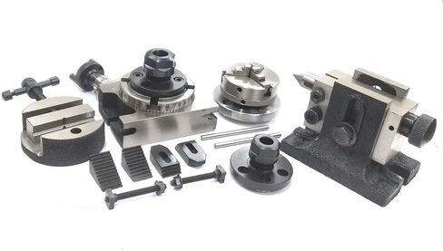 ROTARY TABLE 3"/80 MM WITH ER16 COLLET ADAPTOR, M6 CLAMP KIT, ROUND VICE, TAILSTOCK & A CHUCK WITH BACK PLATE & FIXING TNUTS ((WITH 70 MM 4 JAW INDEPENDENT CHUCK)) in Saudi Arabia