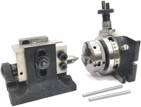 ROTARY TABLE 3"/80 MM WITH ER16 COLLET ADAPTOR, M6 CLAMP KIT, ROUND VICE, TAILSTOCK & A CHUCK WITH BACK PLATE & FIXING TNUTS ((WITH 70 MM 4 JAW INDEPENDENT CHUCK)) in Saudi Arabia