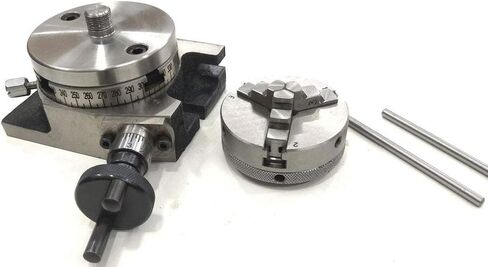 ROTARY TABLE 3"/80 MM WITH ER16 COLLET ADAPTOR, M6 CLAMP KIT, ROUND VICE, TAILSTOCK & A CHUCK WITH BACK PLATE & FIXING TNUTS ((WITH 70 MM 4 JAW INDEPENDENT CHUCK)) in Saudi Arabia