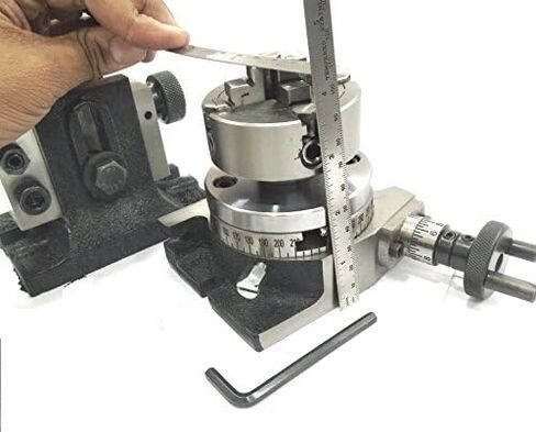 ROTARY TABLE 3"/80 MM WITH ER16 COLLET ADAPTOR, M6 CLAMP KIT, ROUND VICE, TAILSTOCK & A CHUCK WITH BACK PLATE & FIXING TNUTS ((WITH 70 MM 4 JAW INDEPENDENT CHUCK)) in Saudi Arabia