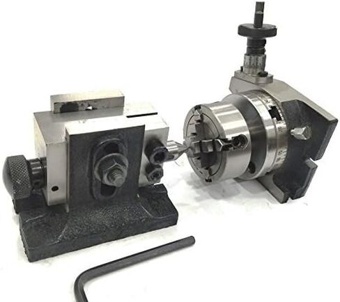 ROTARY TABLE 3"/80 MM WITH ER16 COLLET ADAPTOR, M6 CLAMP KIT, ROUND VICE, TAILSTOCK & A CHUCK WITH BACK PLATE & FIXING TNUTS ((WITH 70 MM 4 JAW INDEPENDENT CHUCK)) in Saudi Arabia