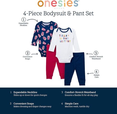 Onesies Brand, Unisex Baby, 4-Piece Bodysuits and Pants in Saudi Arabia