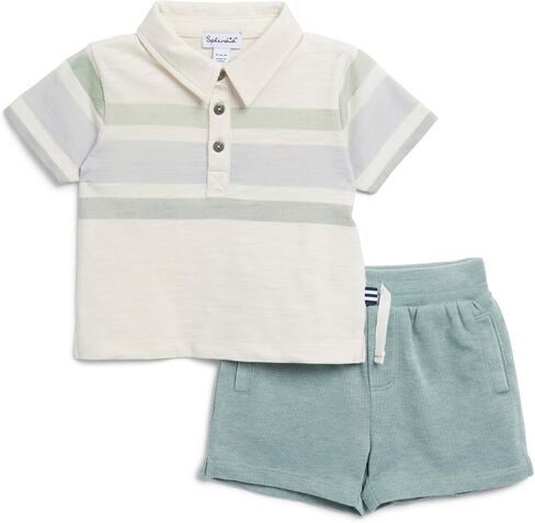 Splendid baby-boys Stripe Short Sleeve Polo Shirt and Shorts 2-piece Set in Saudi Arabia