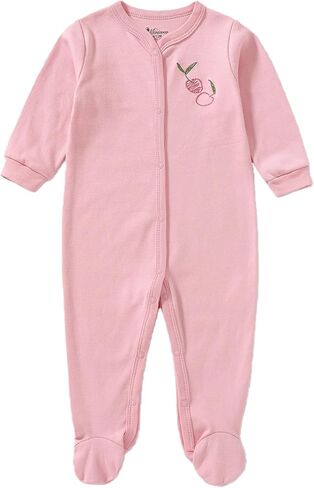 Baby Girl Footies Romper - 100% Cotton, Soft Casual Outfit with Cute Designs for Newborn to 24 Months Infant Girls in Kuwait