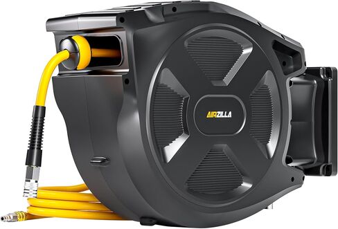 Retractable Air Hose Reel, 3/8" x 100Ft Flex Hybrid Air Hose Max 300PSI Kink-resistant Air Compressor Hose Reel Auto Rewind with 6Ft Lead in, Quick Connect, 180° Swivel Mounting Kit. in Kuwait