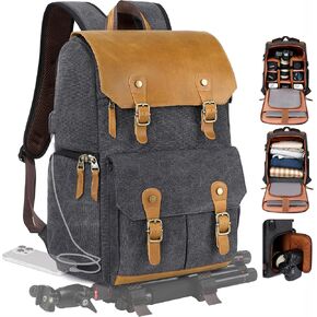 Padwa Lifestyle Coffee Came Camera - حقيبة ظهر للكاميرا مقاومة للذاكرة المشمع للمصورين ، حقيبة كاميرا Multi DSLR SLR مع جهاز كمبيوتر محمول وعدسة 16 " in Kuwait