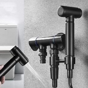 مجموعة البخاخ، مجموعة دش المرحاض، ذات الاستخدام المزدوج، مخرج مزدوج، صنبور الغسالة، بخاخ أسود، طقم بخاخ المرحاض مع حامل خرطوم in Kuwait