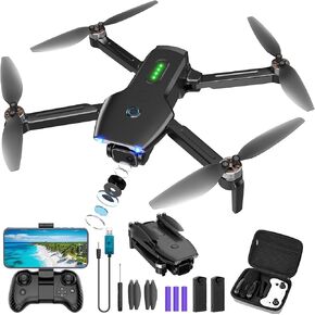 Drone with Camera, 1080P FPV Foldable Drone with Brushless Motor, One Key Take Off/Land, Altitude Hold, 360° Flip, Gravity Control, 2 Batteries, 3 Speeds Mini Drones for Kids Beginners in Saudi Arabia