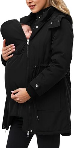 Maternity 3 in 1 Winter Coats Waterproof Removable Winter Coats Quilted Lined Puffer Jacket Warm Hooded Parka Outwear in Saudi Arabia