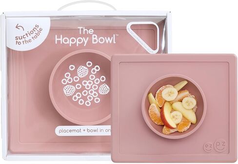 وعاء ezpz Happy Bowl - 24 شهرًا + (مرجاني) - وعاء شفط من السيليكون بنسبة 100% مع مفرش مدمج - آمن للاستخدام في غسالة الأطباق in Kuwait