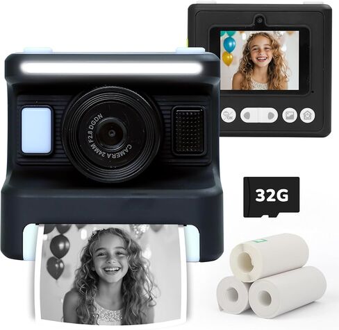 Instant Print Camera for Kids,2.4 Inch Screen Kids Instant Cameras, Christmas Birthday Gifts for Girls Age 3-12, Portable Toddler Toy for 3 4 5 6 7 8 9 10 Year Old Girls Boys Teal in Saudi Arabia