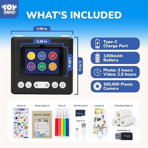 Instant Print Camera for Kids,2.4 Inch Screen Kids Instant Cameras, Christmas Birthday Gifts for Girls Age 3-12, Portable Toddler Toy for 3 4 5 6 7 8 9 10 Year Old Girls Boys Teal in Saudi Arabia