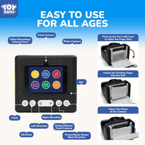 Instant Print Camera for Kids,2.4 Inch Screen Kids Instant Cameras, Christmas Birthday Gifts for Girls Age 3-12, Portable Toddler Toy for 3 4 5 6 7 8 9 10 Year Old Girls Boys Teal in Saudi Arabia