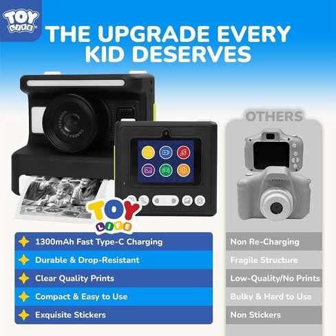 Instant Print Camera for Kids,2.4 Inch Screen Kids Instant Cameras, Christmas Birthday Gifts for Girls Age 3-12, Portable Toddler Toy for 3 4 5 6 7 8 9 10 Year Old Girls Boys Teal in Saudi Arabia