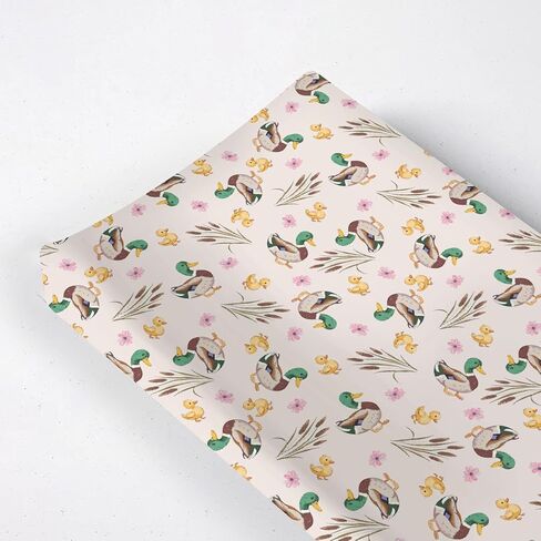Watercolor Mallard Duck Leaves Baby Changing Pad Cover, Unisex Duck Nursery Diaper Changing Table Pad Mat Sheet for Boys Girls-16x32 in Saudi Arabia