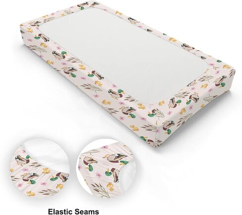 Watercolor Mallard Duck Leaves Baby Changing Pad Cover, Unisex Duck Nursery Diaper Changing Table Pad Mat Sheet for Boys Girls-16x32 in Saudi Arabia