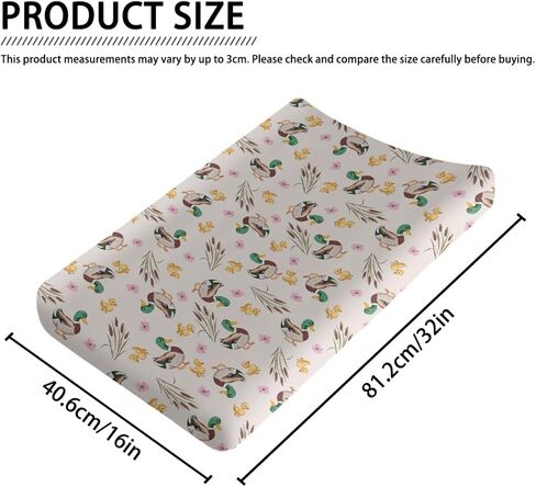 Watercolor Mallard Duck Leaves Baby Changing Pad Cover, Unisex Duck Nursery Diaper Changing Table Pad Mat Sheet for Boys Girls-16x32 in Saudi Arabia