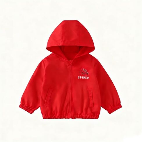 Boys Hooded Jacket Fashionable Lightweight Spider Print Fall Outfits Long Sleeve Zip Up Coat 4-8T in Saudi Arabia