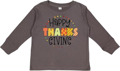 inktastic Happy Thanksgiving- Fun Autumn Patterns Toddler Long Sleeve T-Shirt in Saudi Arabia