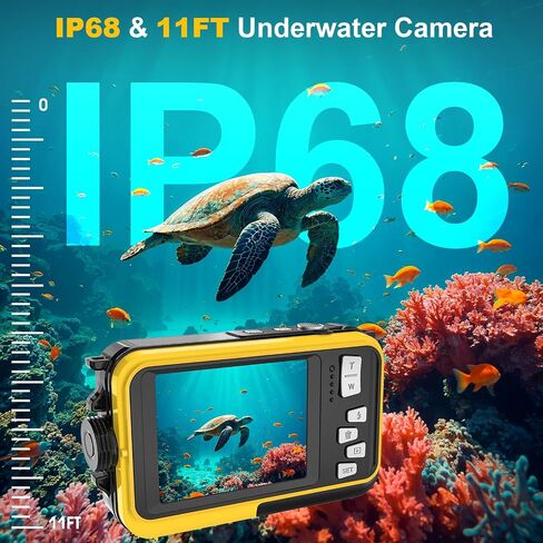 كاميرا 4K تحت الماء مع بطاقة 32 جيجابايت، بطارية 1250 مللي أمبير في الساعة، 56 ميجابكسل ضبط تلقائي للصورة، كاميرا مقاومة للماء 11 قدم، كاميرا مزدوجة الشاشة، 16X كاميرا رقمية قابلة للطفو مقاومة للماء تحت الماء للغطس in Kuwait
