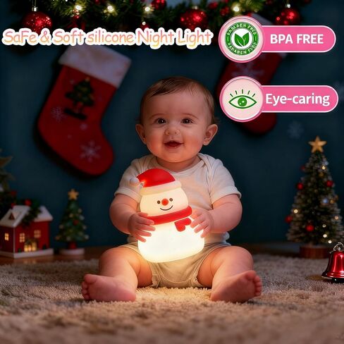 Small Christmas Night Light, Rechargeable Night Light for Kids, 16 Color Dimmable Mood Lighting, Portable Silicone Christmas Lamp, Color Changing Christmas Lights in Saudi Arabia