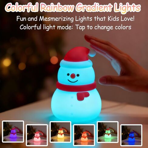 Small Christmas Night Light, Rechargeable Night Light for Kids, 16 Color Dimmable Mood Lighting, Portable Silicone Christmas Lamp, Color Changing Christmas Lights in Saudi Arabia