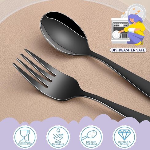 مجموعة أدوات تناول الطعام للأطفال من قوس قزح، مجموعة مكونة من 12 مجموعة أدوات فضية من الفولاذ المقاوم للصدأ بدرجة الطعام للأطفال، آمنة للاستخدام في غسالة الأطباق، مجموعات ملاعق وشوك معدنية صغيرة للأطفال in Kuwait