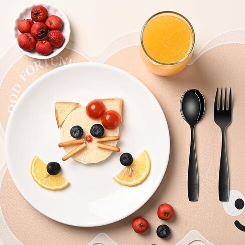 مجموعة أدوات تناول الطعام للأطفال من قوس قزح، مجموعة مكونة من 12 مجموعة أدوات فضية من الفولاذ المقاوم للصدأ بدرجة الطعام للأطفال، آمنة للاستخدام في غسالة الأطباق، مجموعات ملاعق وشوك معدنية صغيرة للأطفال in Kuwait