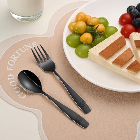 مجموعة أدوات تناول الطعام للأطفال من قوس قزح، مجموعة مكونة من 12 مجموعة أدوات فضية من الفولاذ المقاوم للصدأ بدرجة الطعام للأطفال، آمنة للاستخدام في غسالة الأطباق، مجموعات ملاعق وشوك معدنية صغيرة للأطفال in Kuwait