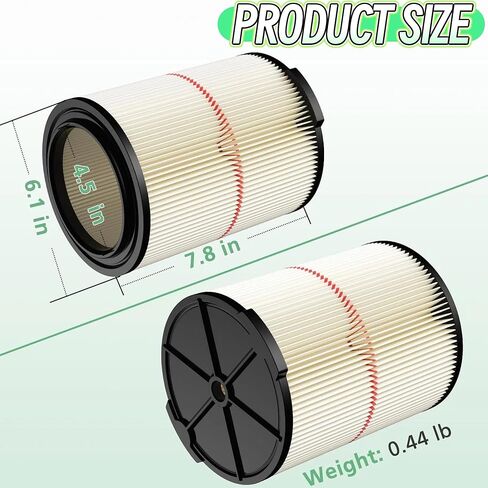 عبوتان من فلتر خرطوشة بديل متوافق مع Craftsman 17816 9-17816 Wet Dry Vac مناسب 5/6/8/12/16/32 جالون ومكنسة كهربائية أكبر in Saudi Arabia