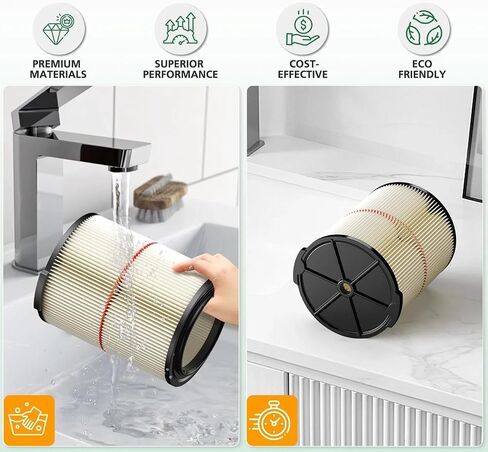عبوتان من فلتر خرطوشة بديل متوافق مع Craftsman 17816 9-17816 Wet Dry Vac مناسب 5/6/8/12/16/32 جالون ومكنسة كهربائية أكبر in Saudi Arabia