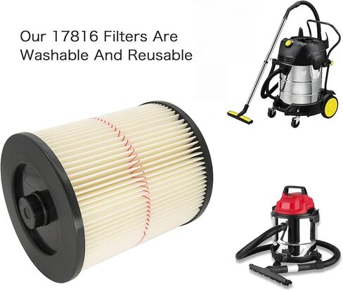 عبوتان من فلتر خرطوشة بديل متوافق مع Craftsman 17816 9-17816 Wet Dry Vac مناسب 5/6/8/12/16/32 جالون ومكنسة كهربائية أكبر in Saudi Arabia