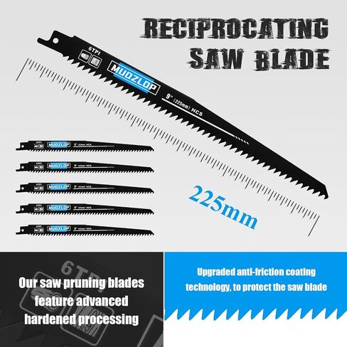 5 Pack 9 inch Reciprocating Saw Blades Set,6TPI High Carbon Saw Blades, Woodcutting Saw Blades with Organizer Case (6TPI/225mm,5pcs) in Kuwait