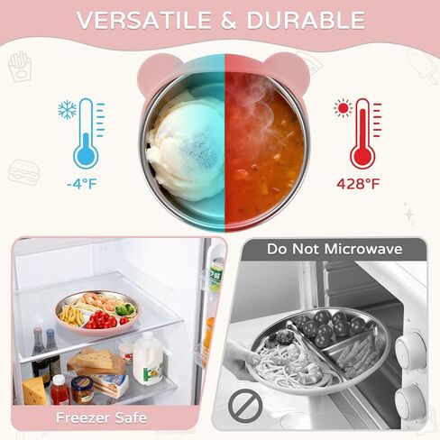 Toddler Plates and Bowls Set Stainless Steel - Bathchef Baby Feeding Set Strong Suction, BPA Free Durable Divided Plates, Safe Self Baby Feeding Utensils,Cup,Spoon,Fork,Dishwasher Safe,6pcs,Blue in Saudi Arabia