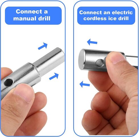 Ice Auger Drill Bit Adapter, Stainless Steel Ice Auger Drill Attachment Fit for 1/2 inch/ 1.27 cm & 1/4 inch/0.64 cm Holes Winter Fishing Tool Compatible with Strikemaster, Eskimo, etc in Kuwait
