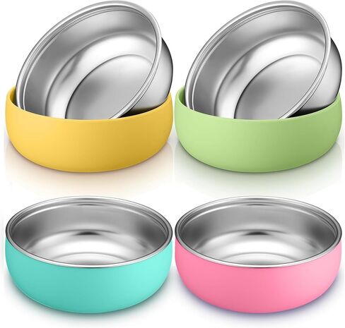 Stainless Steel Bowls with Removable Soft Silicone Sleeves | BPA-Free, Non-Toxic, Non-Slip, Stay-Put | Perfect for Kids, Toddlers & Babies | Ideal for Cereal, Snacks & Meals | 4 Pack in Saudi Arabia