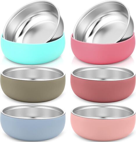 6PCS Kids Stainless Steel Bowls 5 Inches 304 Stainless Steel Kids Bowls with Removable Colorful Silicone Sleeve Heat-Resistant Unbreakable Kid Bowl for Soup, Cereal, Yogurt, Snacks in Saudi Arabia