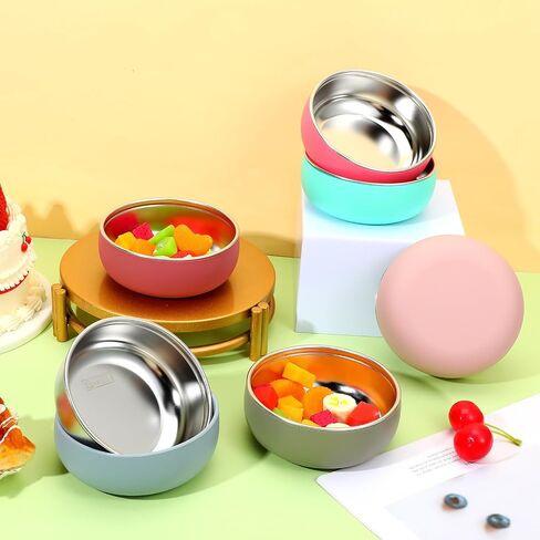 6PCS Kids Stainless Steel Bowls 5 Inches 304 Stainless Steel Kids Bowls with Removable Colorful Silicone Sleeve Heat-Resistant Unbreakable Kid Bowl for Soup, Cereal, Yogurt, Snacks in Saudi Arabia