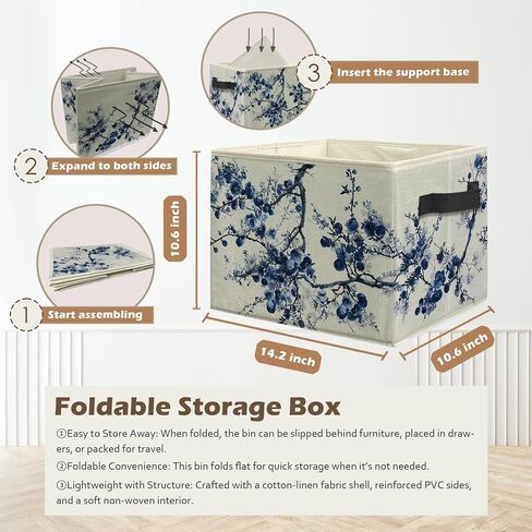 Pink Cherry Blossom Storage Box Bins, Watercolor Japanese Sakura Floral Collapsible Storage Basket Organizer for Bedroom Bathroom Home Clothes Toys Books, Toybox for Girls in Saudi Arabia