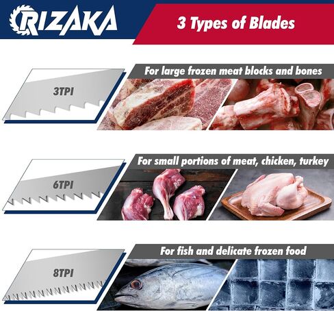 6 Pack Reciprocating Saw Blades for Frozen Meat, Bone, Fish - 3TPI 12"(300mm)/1.2mm x 2 pcs, 6TPI 6"(152mm)/1.2mm x 2pcs, 8TPI 9"(225mm)/0.8mm x 2pcs - Stainless Steel Sawzal Blades + Storage Box in Saudi Arabia