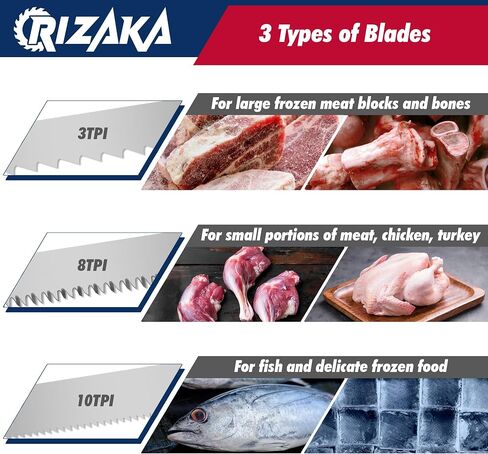 6 Pack Reciprocating Saw Blades for Frozen Meat, Bone, Fish, Ice - 12"(300mm)/1.2mm - 3TPI x 2pcs, 8TPI x 2pcs, 10TPI x 2 pcs - Stainless Steel Sawzal Blades with Storage Box in Saudi Arabia