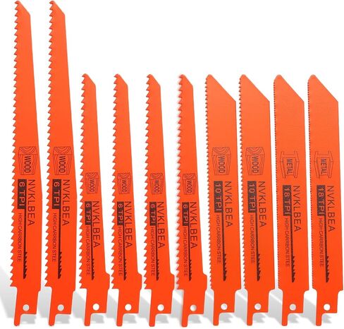10-Piece Reciprocating Saw Blades 6 & 8 Inch Wood & Metal Cutting Saw Blades Premium Blades Carbon Steel Bi - Metal Reciprocating Saw Blades for Wood Pruning NVKLBEA in Saudi Arabia